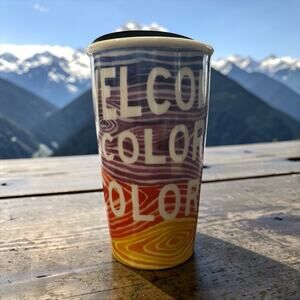 Starbucks Colorful Colorado Ceramic Travel Tumbler Coffee Cup Mug EUC